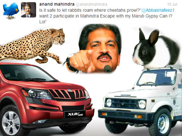 anand mahindra tweets maruti gypsy rabbit anand mahindra tweets maruti gypsy rabbit