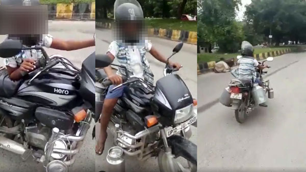 बाइक चलाते हुए 8 साल के बच्चे का वीडियो हुआ वायरल, पिता पर हुआ भारी-भरकम चालान