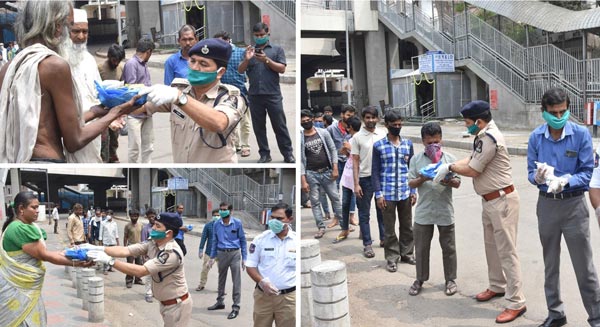 कोरोना वायरस से बचाव के लिए हैदराबाद ट्रैफिक पुलिस ने निकाली रैली, पहने कोरोना हेलमेट