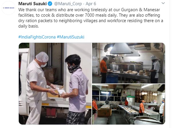 कोरोना इफेक्टः मारुति सुजुकी हर रोज जरूरतमंदों को पहुंचा रही 7,000 खाने के पैकेट
