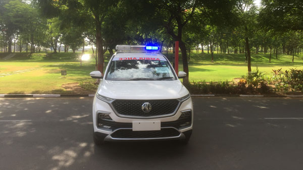 एमजी मोटर 4000 पुलिस वाहन सेनिटाईज कोरोना से लड़ाई जानकारी