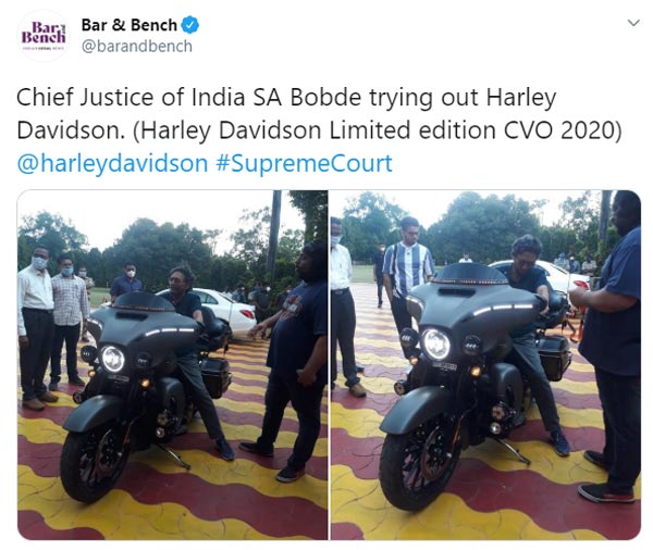 Chief Justice Bobde On A Harley Bike: मुख्य न्यायाधीश शरद बोबड़े दिखें हार्ले डेविडसन बाइक के साथ