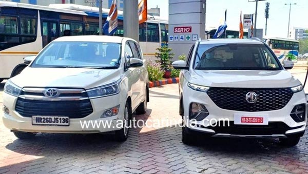 MG Hector Plus Spied Testing: एमजी हेक्टर प्लस लॉन्च से पहले आई नजर, टोयोटा इनोवा क्रिस्टा को देगी टक्कर