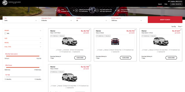 MG Motor Car Subscription Offers: माइल्स कार रेंटल की वेबसाइट में शामिल हुई एमजी हेक्टर