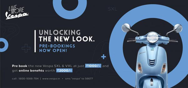 2020 Vespa VXL Facelift And SXL Bookings: नई वेस्पा वीएक्सएल फेसलिफ्ट व एसएक्सएल की बुकिंग हुई शुरू