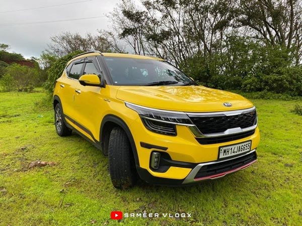 Kia Seltos Bright Yellow Wrapped: किया सेल्टॉस को येलो कलर में किया रैप, लग रही शानदार