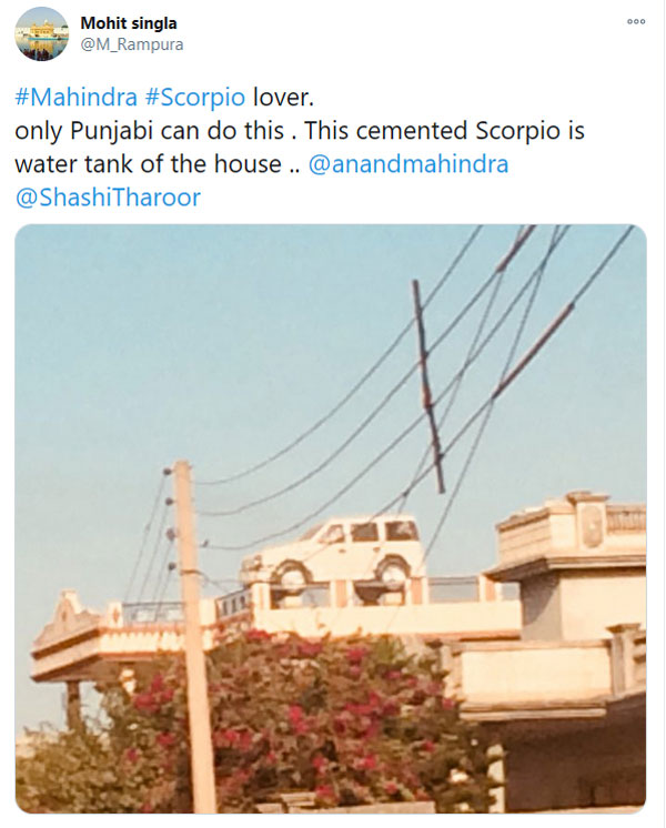 घर के ऊपर बनवाया महिंद्रा स्कॉर्पियो जैसा वॉटर टैंक, देखें तस्वीरें