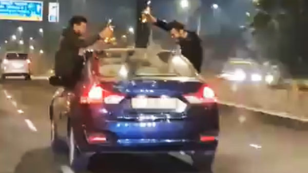 शराब पीकर 3 युवक कार से कर रहे थे खतरनाक स्टंट, वायरल हुआ वीडियो तो पुलिस ने पकड़ा