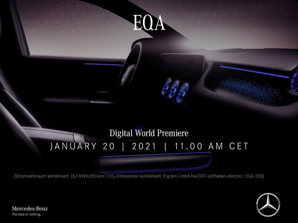 Mercedes EQA New Teaser Released: मर्सिडीज ईक्यूए का नया टीजर जारी, 20 जनवरी को होगी पेश