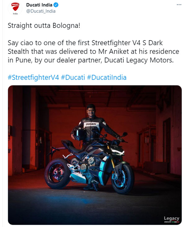 Ducati ने भारत में अपनी Streetfighter V4 की डिलीवरी की शुरू, जानें क्या हैं फीचर्स व कीमत