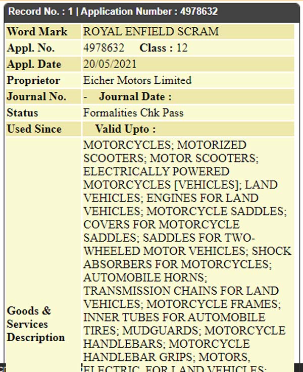 Royal Enfield Scram Name Registered: रॉयल एनफील्ड नया नाम 'स्क्रैम' कराया रजिस्टर, जानें किस मॉडल के लिए होगा उपयोग
