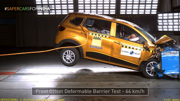 Renault Triber MPV को Global NCAP क्रैश टेस्ट में मिली 4-स्टार सुरक्षा रेटिंग, देखें वीडियो