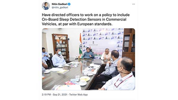 पायलट की तरह ट्रक चालकों के लिए तय हों गाड़ी चलाने के घंटे, स्लीप डिटेक्शन सेंसर भी जरूरी: नितिन गडकरी