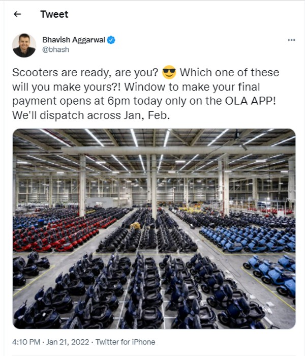 Ola Electric का पेमेंट विंडो आज से होगी शुरू, जानें कब मिलेगी इलेक्ट्रिक स्कूटर की डिलीवरी