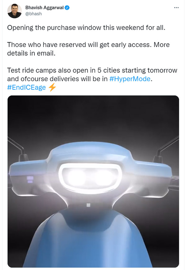 Ola S1 Pro की बिक्री विंडो इस हफ्ते खुलने वाली है, अगर आप भी खरीदना चाहते हैं, तो रहें तैयार