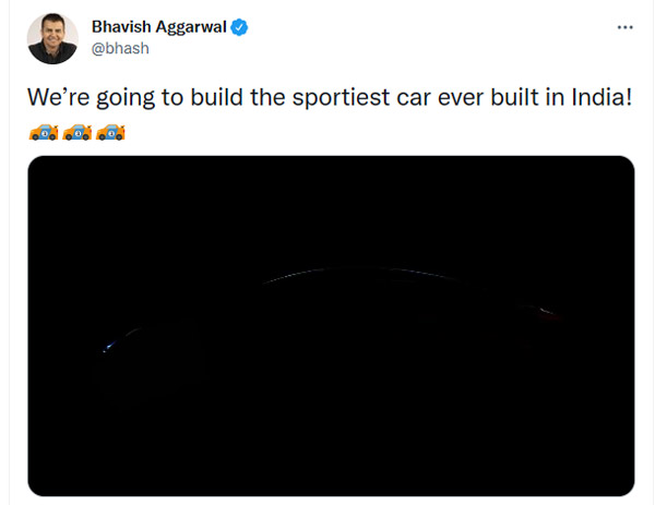 Ola Electric Car: ओला इलेक्ट्रिक कार का नया टीजर, भाविश का दावा होगी देश की सबसे स्पोर्टी कार