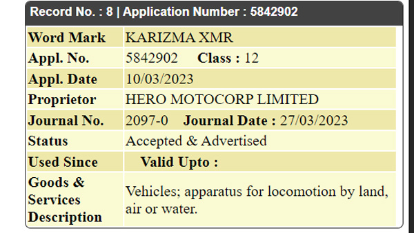 Hero Karizma XMR name trademarked